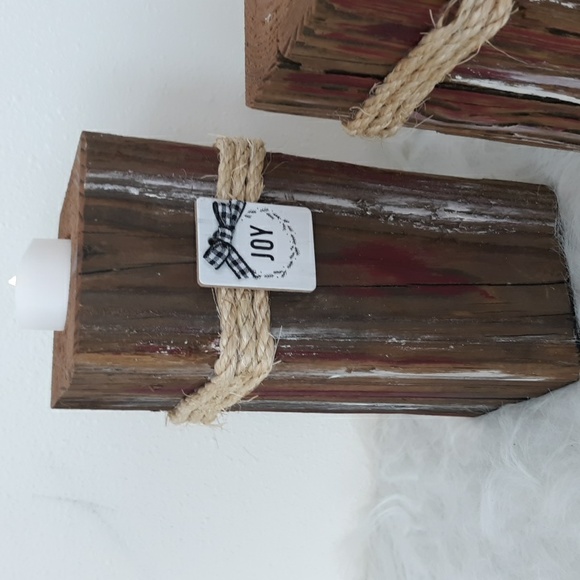 Farmhouse Rustic Wooden Candleholders. Set of Three - Picture 4 of 5